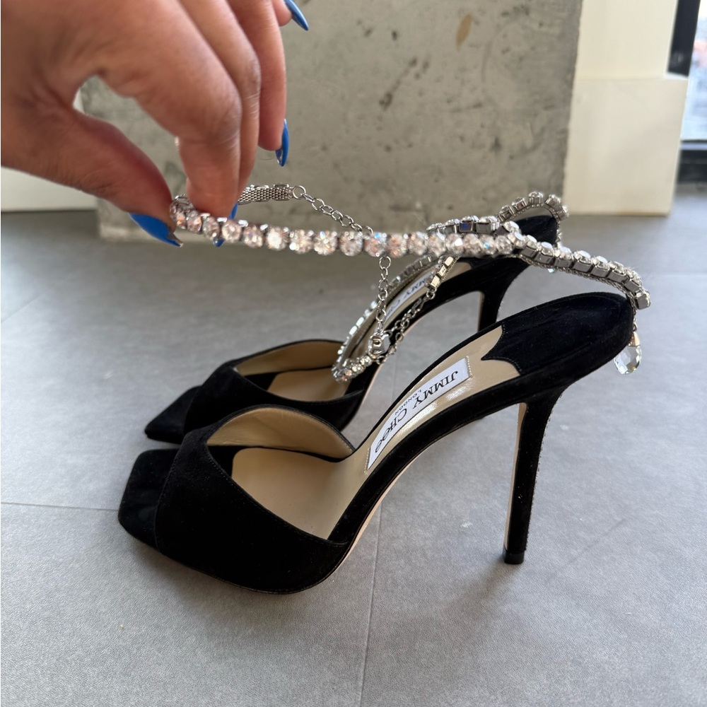 Jimmy Choo Suede Crystal Heels - Picture 2 of 6